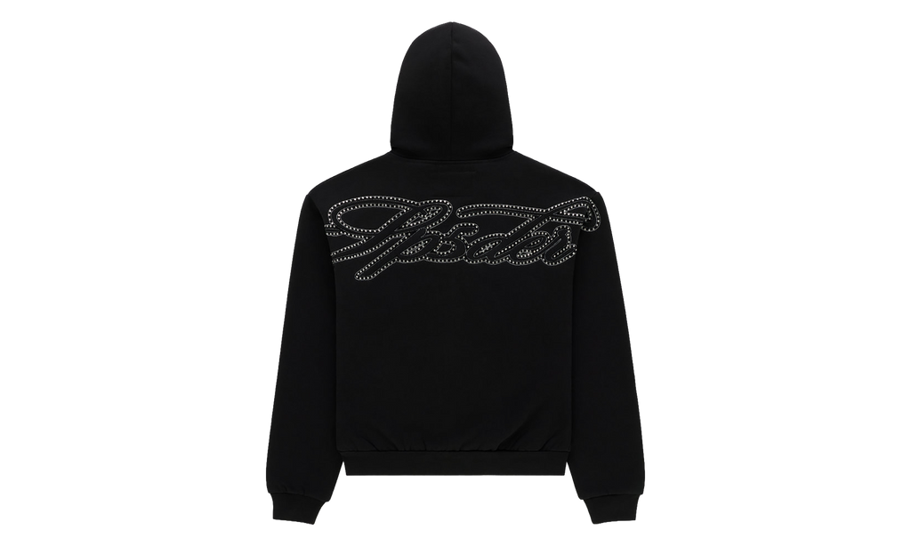 Rhinestone Script Zip Hoodie "Black" SP5der351