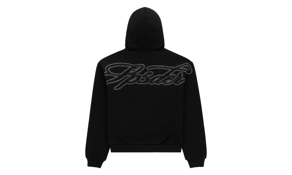 Rhinestone Script Zip Hoodie "Black" SP5der351