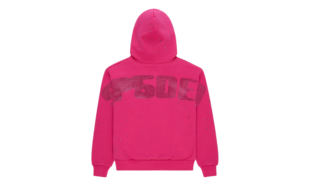 Rhinestone Silk Hoodie "Pink" SP5der546