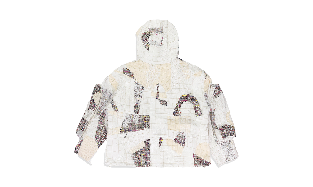 Tweed Patchwork Window Hoodie "White" 1131200001SS24