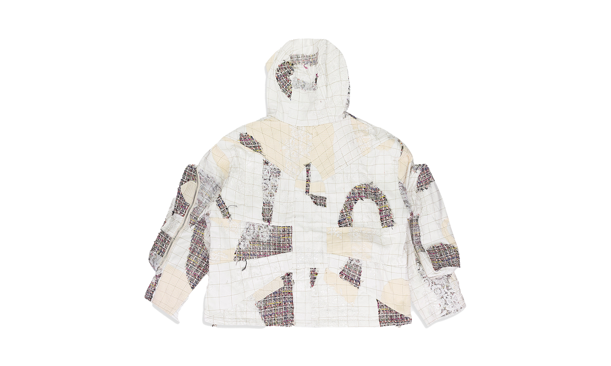Tweed Patchwork Window Hoodie "White" 1131200001SS24