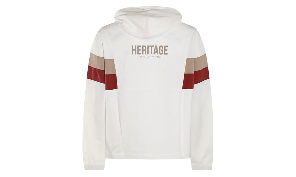 Paneled Logo-Printed Drawstring Hoodie "White" BRUN1145