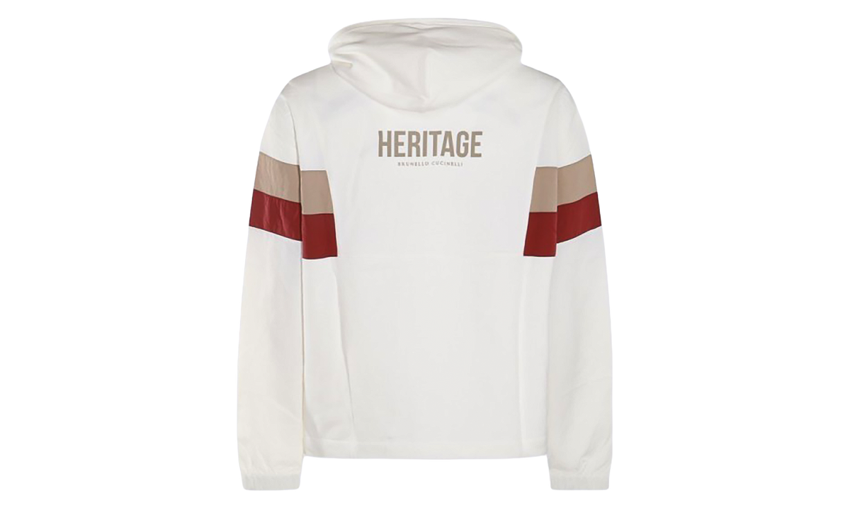 Paneled Logo-Printed Drawstring Hoodie "White" BRUN1145