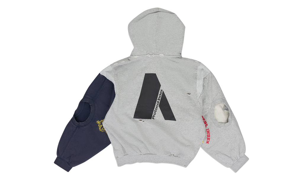 Reconstructed Zip Hoodie "Grey Melange" PI00007