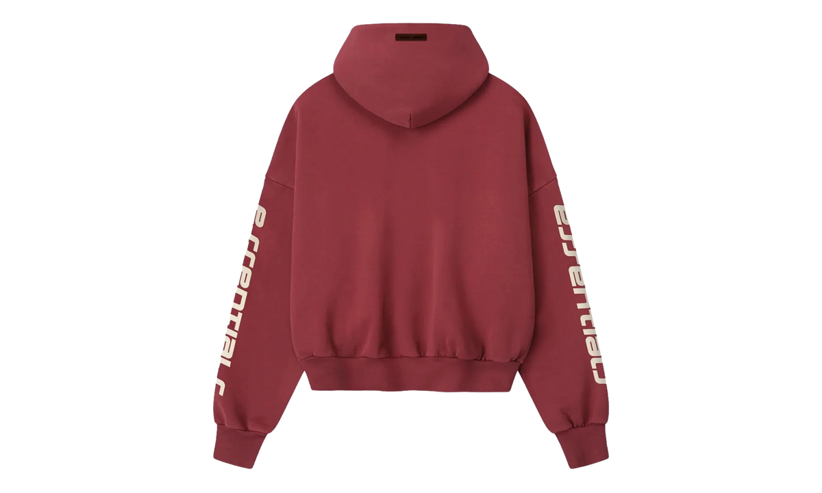 Cropped Relaxed Pullover Hoodie "Crimson" 192HO256901F