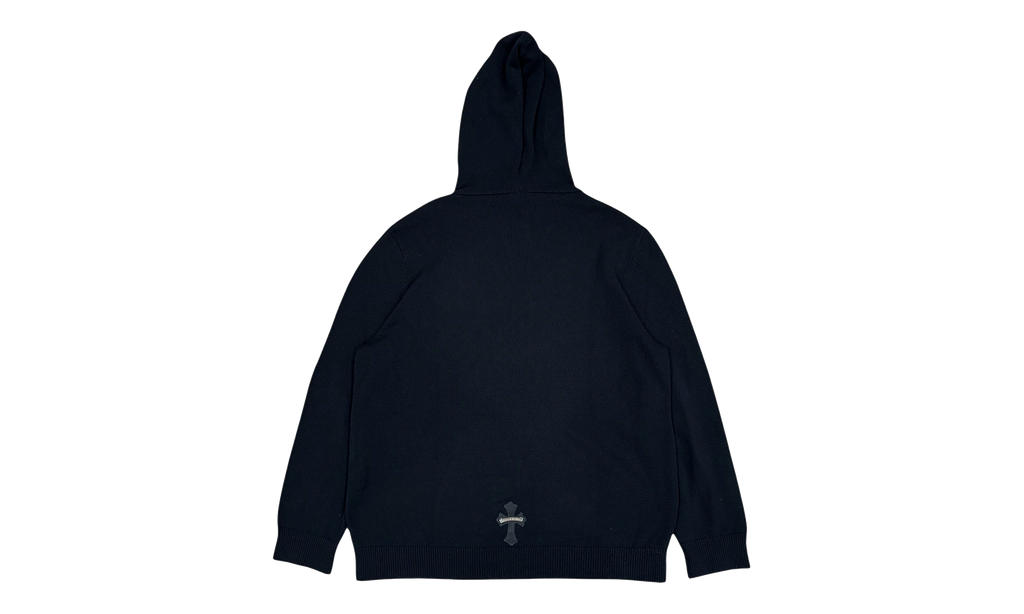 Leather Cross Patch Cashmere Hoodie "Black" CHRM1123