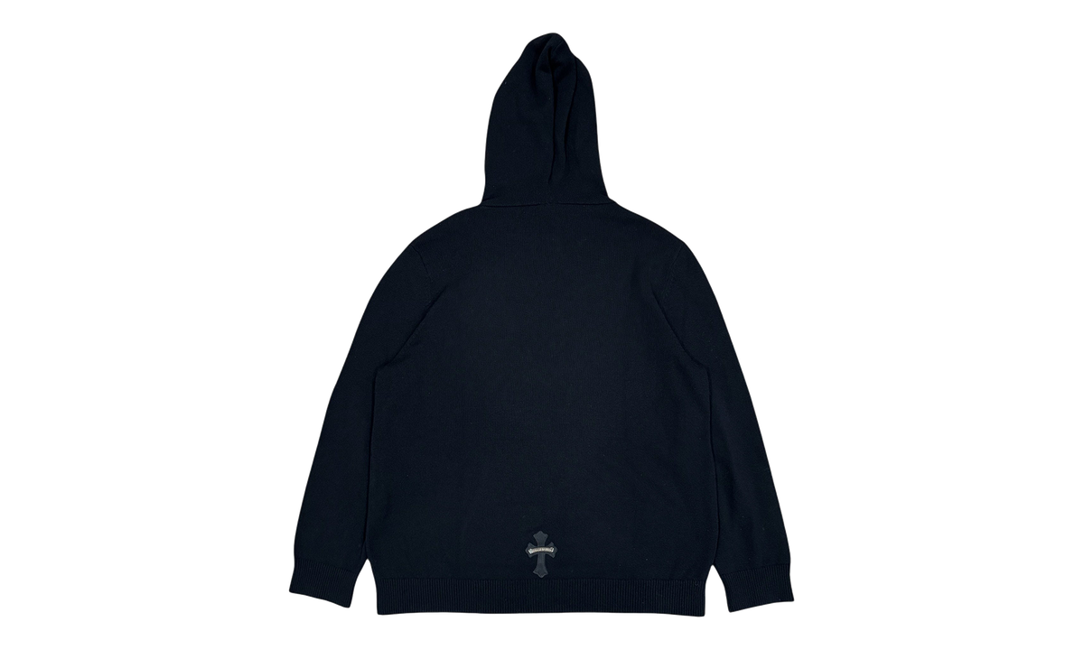 Leather Cross Patch Cashmere Hoodie "Black" CHRM1123