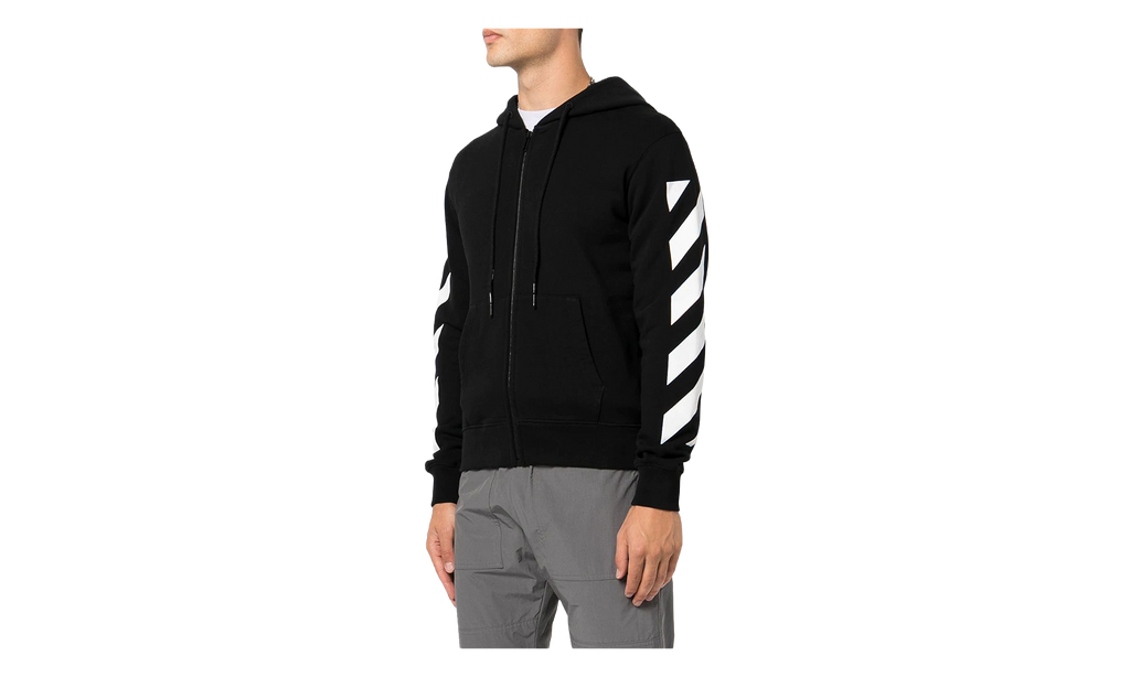 Diag Arrow Slim Zip Hoodie "Black / White" OMBE013C99FLE00 61001