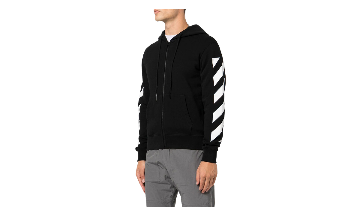 Diag Arrow Slim Zip Hoodie "Black / White" OMBE013C99FLE00 61001