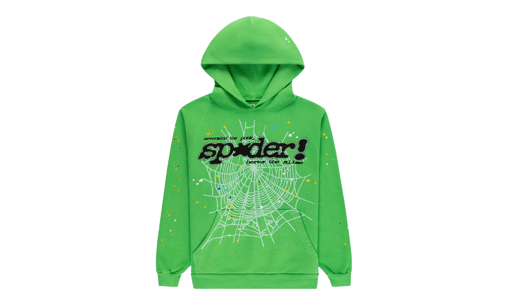 Punk V2 Rhinestone Hoodie "Bright Green" SP5der208