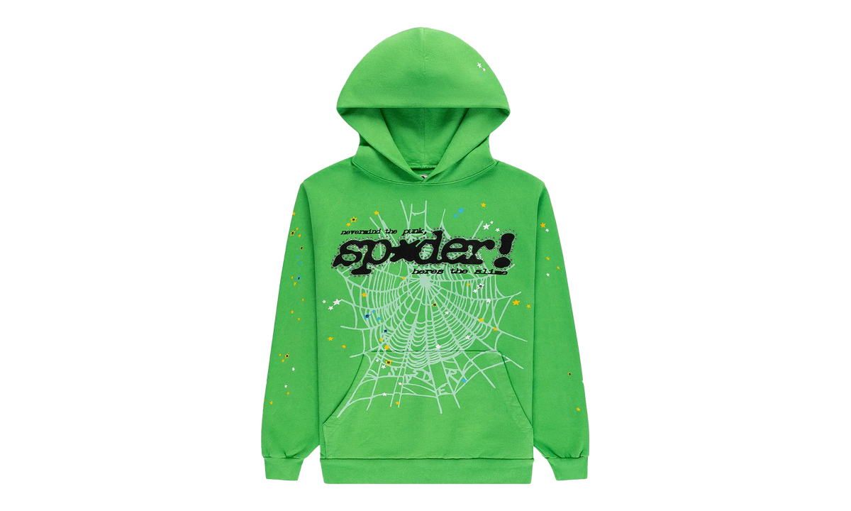 Punk V2 Rhinestone Hoodie "Bright Green" SP5der208