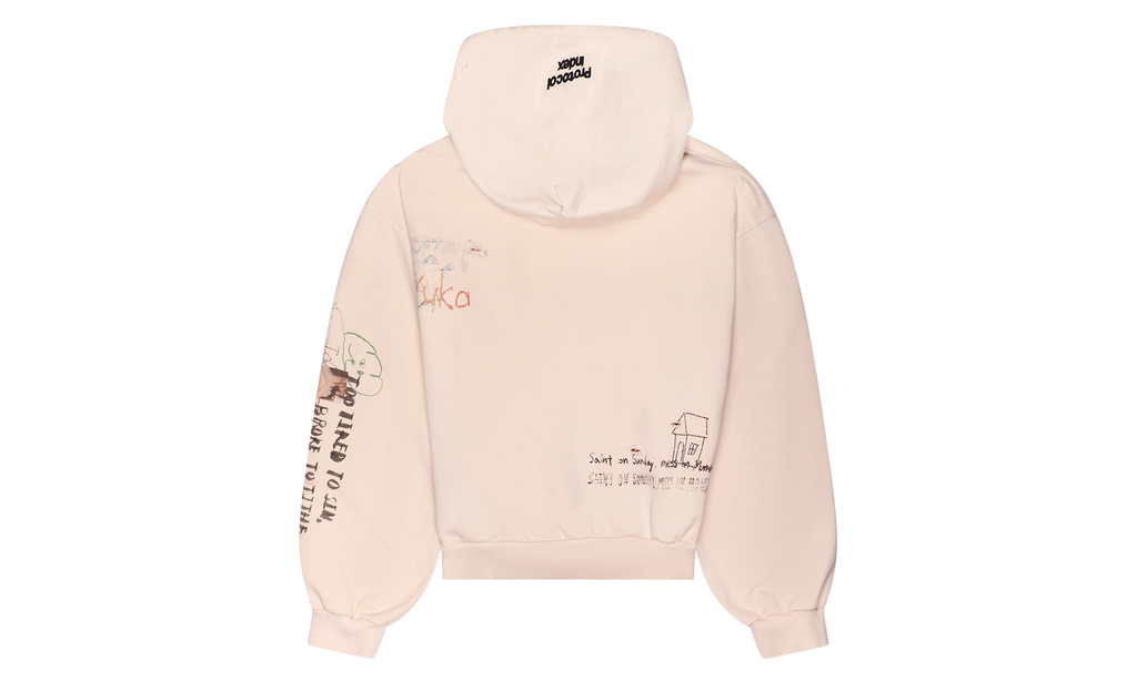 Hand Drawing Washed Hoodie "Cream" PI00026