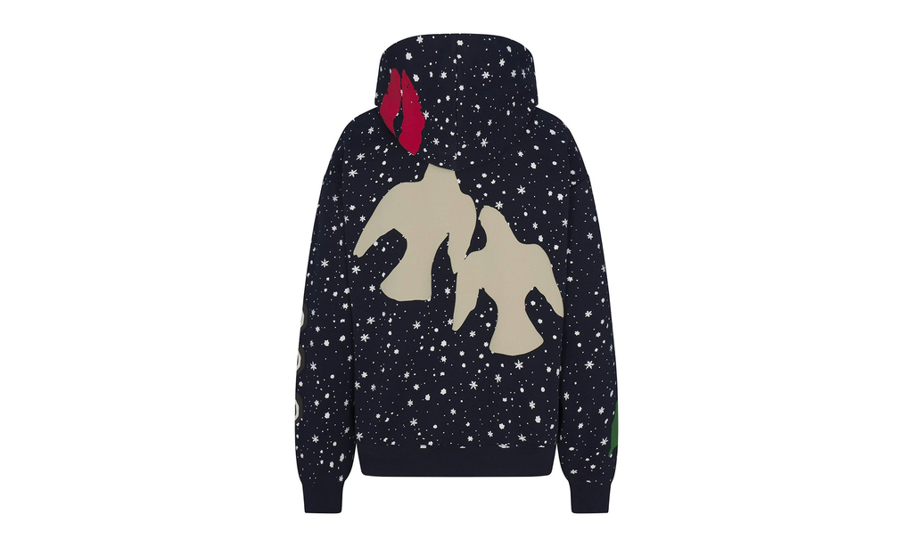 COTTON FLEECE OVERSIZED HOODIE "Cactus Plant Flea Market - Navy Dove Snow Print" SKM029