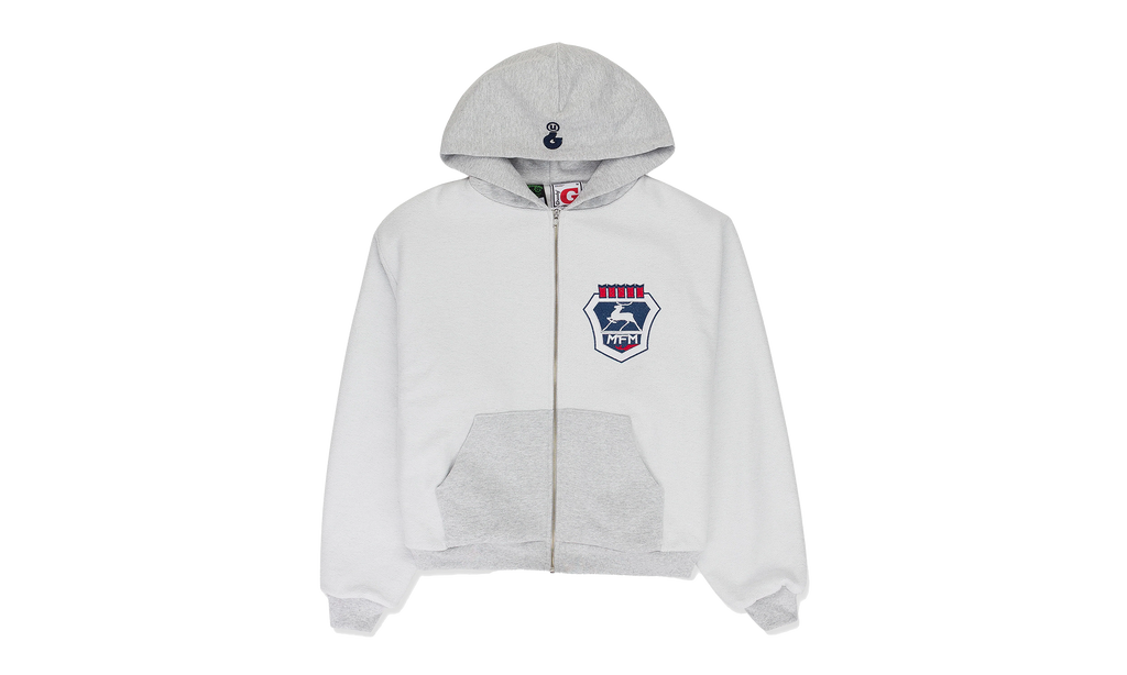 DOUBLE LAYERED HOODIE "MURD333R.FM - Grey" GUT XHDS 0007