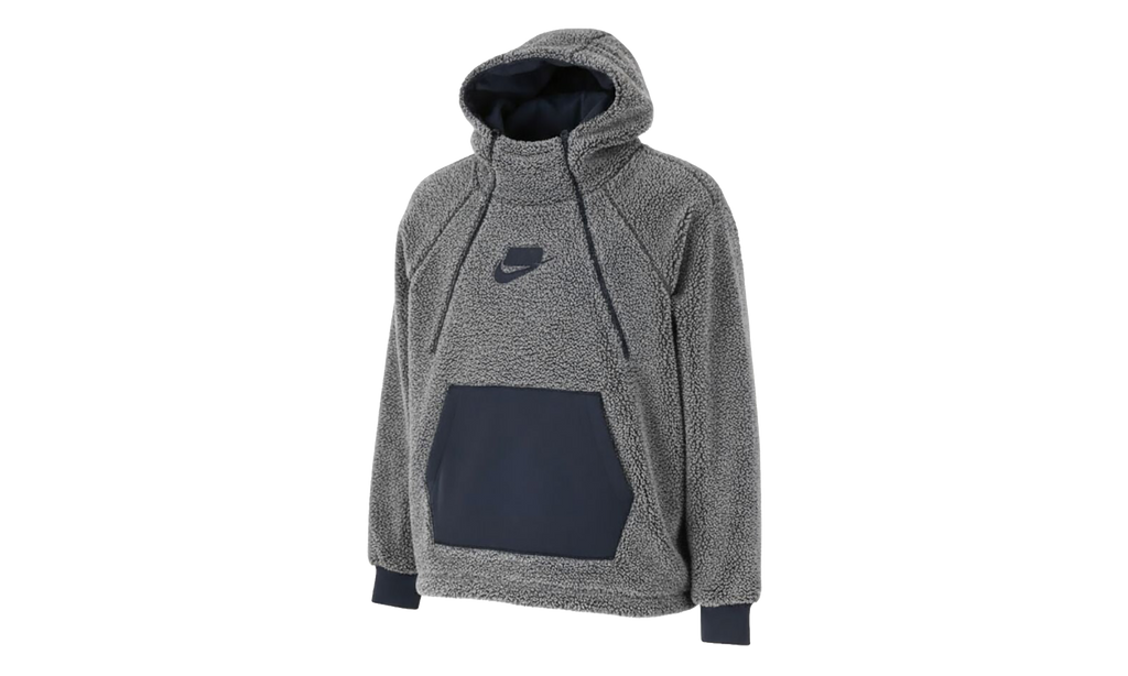 Sportswear Sherpa Pullover Hoodie WMNS "Atmosphere Grey / Dark Obsidian" AJ7284 027