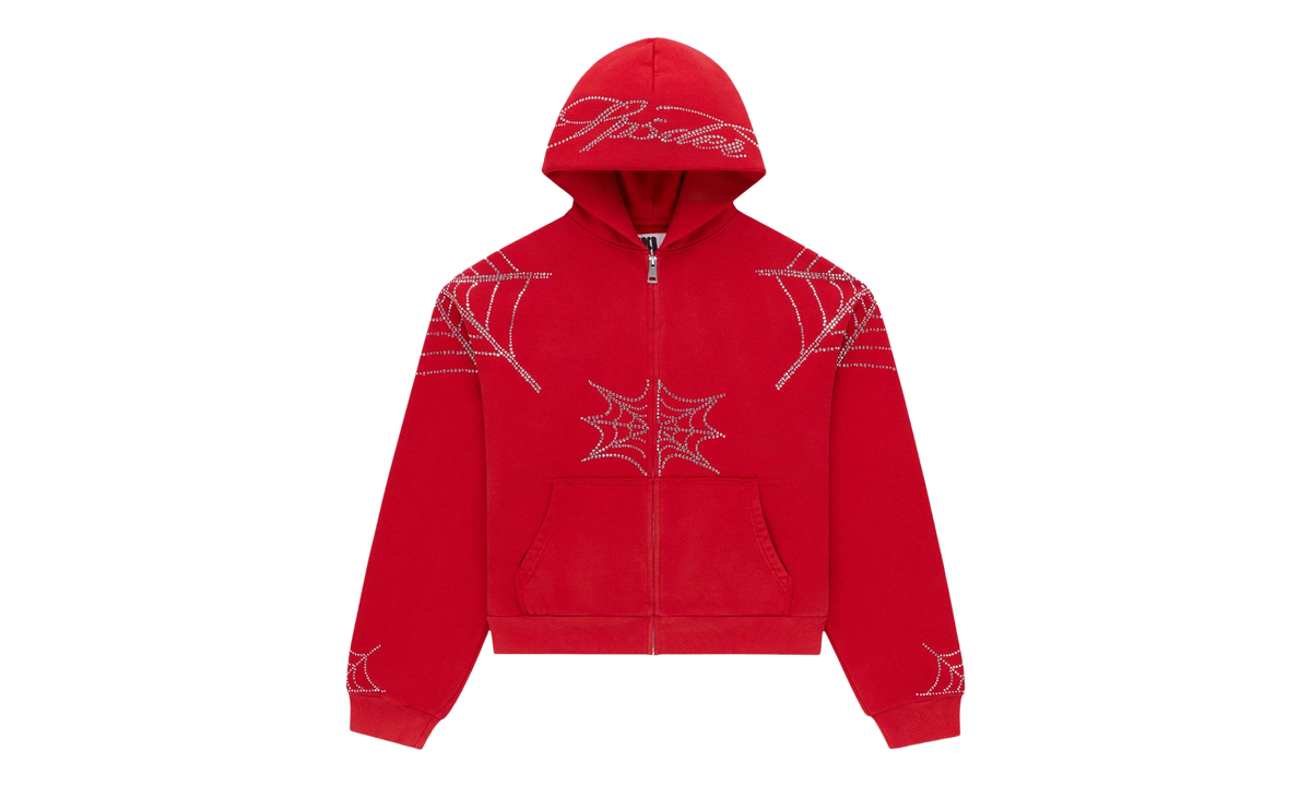 Rhinestone Web Zip Hoodie "Red" SP5der498