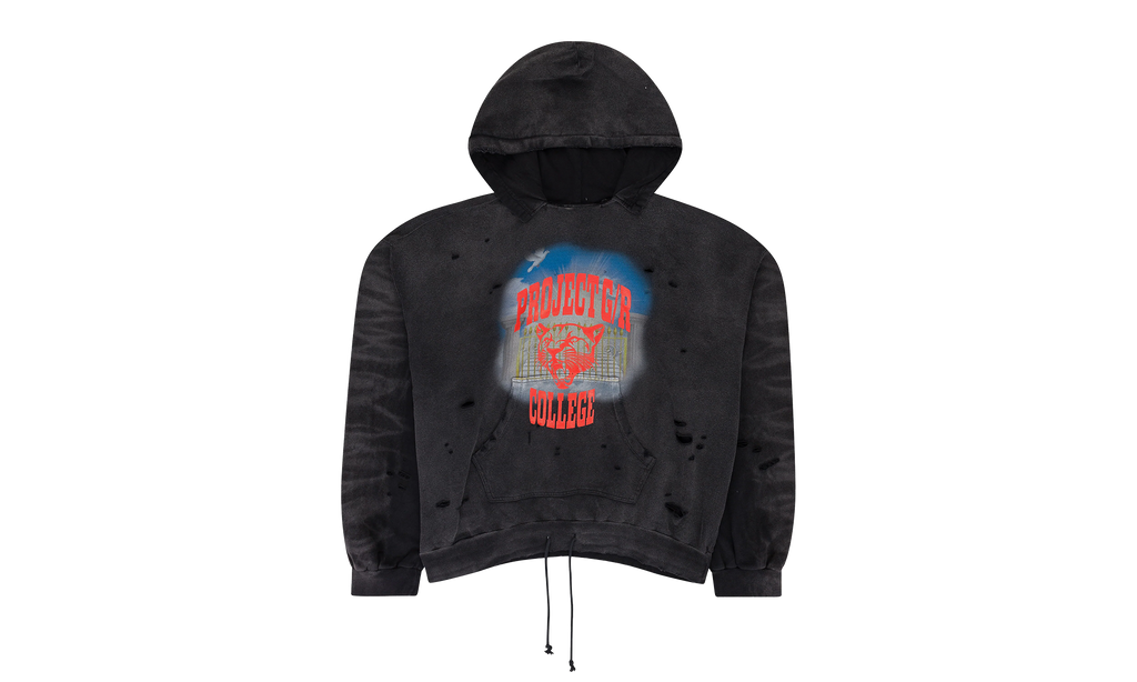 MIXED PRINTED VINTAGE HOODIE "Black" PGR XHDS 0007