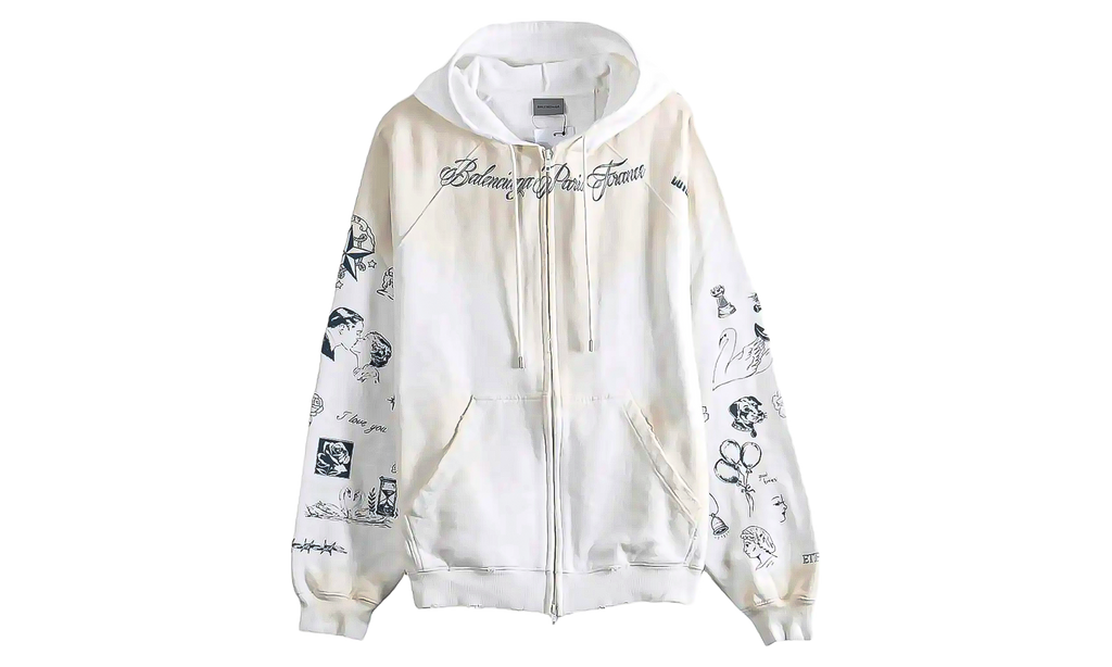 Raglan Sleeve Zip-Up Hoodie "White" A0016VTUVT69000