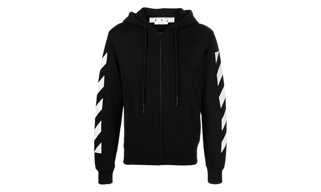 Diag Arrow Slim Zip Hoodie "Black / White" OMBE013C99FLE00 61001