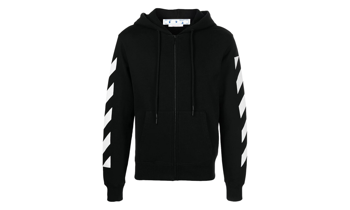 Diag Arrow Slim Zip Hoodie "Black / White" OMBE013C99FLE00 61001