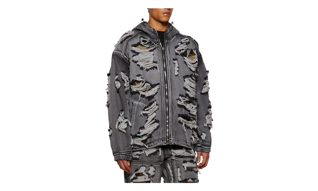 Hell Denim Camo Zip-Up Hoodie "Black" TC25JK2302