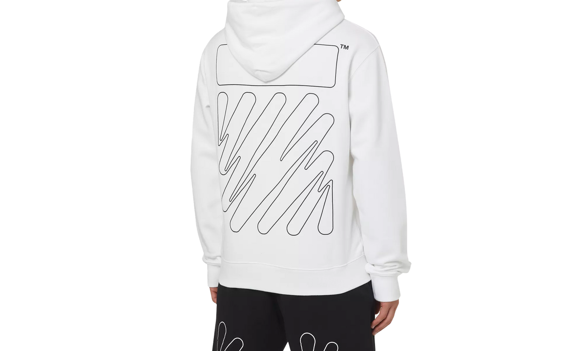 Wave Outline Diagonal Slim Hoodie "White / Black" G95QE0O5