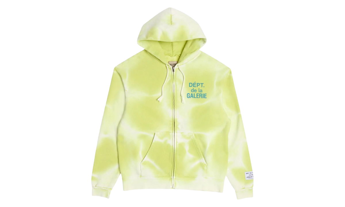 Sun Faded French Logo Zip Up Hoodie "Lime Green" DWUAA2GM