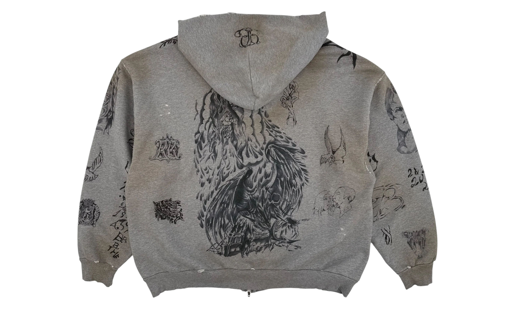 Tattoo Heavy Molleton Zip-up Hoodie "Red" 770939 TQVK1 6167