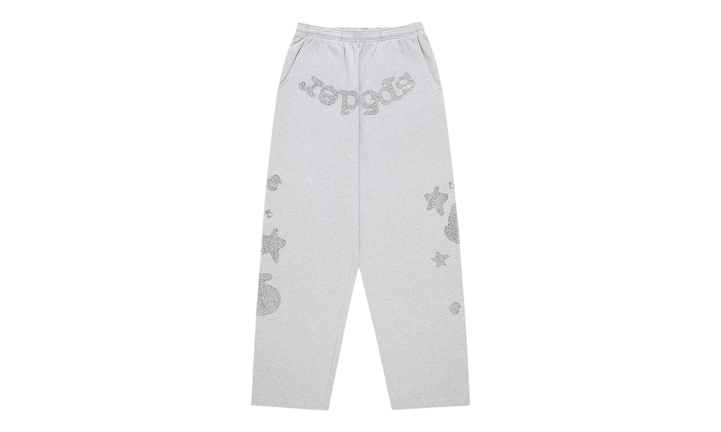 Rhinestone Beluga V2 Wide Leg Sweatpants "Heather Grey" SP5der310