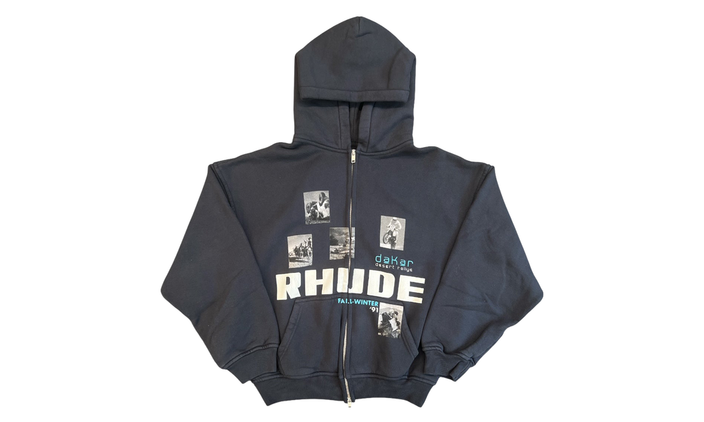 Winter 91 Rallye Zip-Up Hoodie "Vintage Black" RHPF26HO15012
