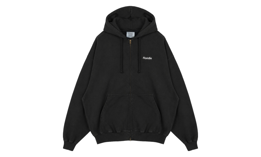 Embroidered Definition Zip-Up Hoodie "Black" MH27ZU222B