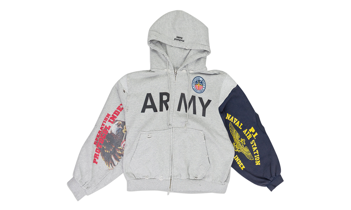 Reconstructed Zip Hoodie "Grey Melange" PI00007