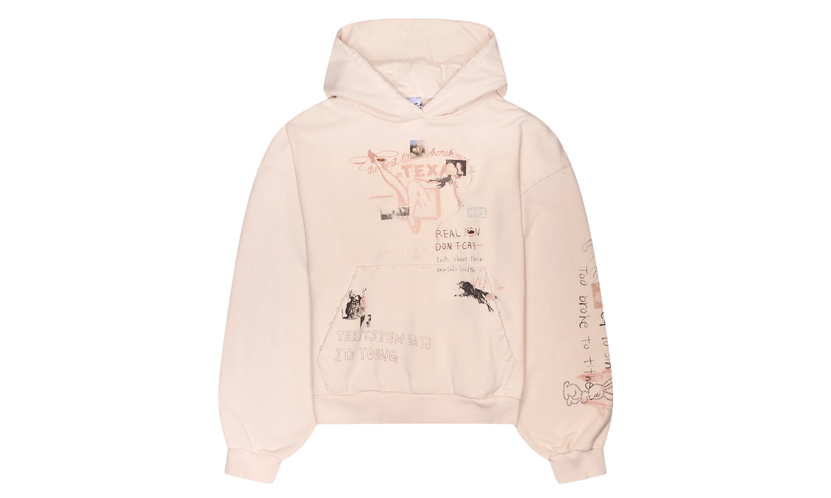 Hand Drawing Washed Hoodie "Cream" PI00026