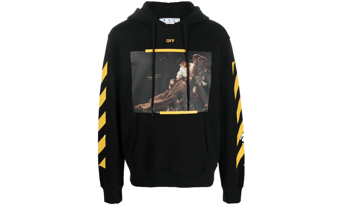 Diagonal Arrow Caravaggio St Fran Slim Hoodie "Black/White" OMBB097C99FLE0141001