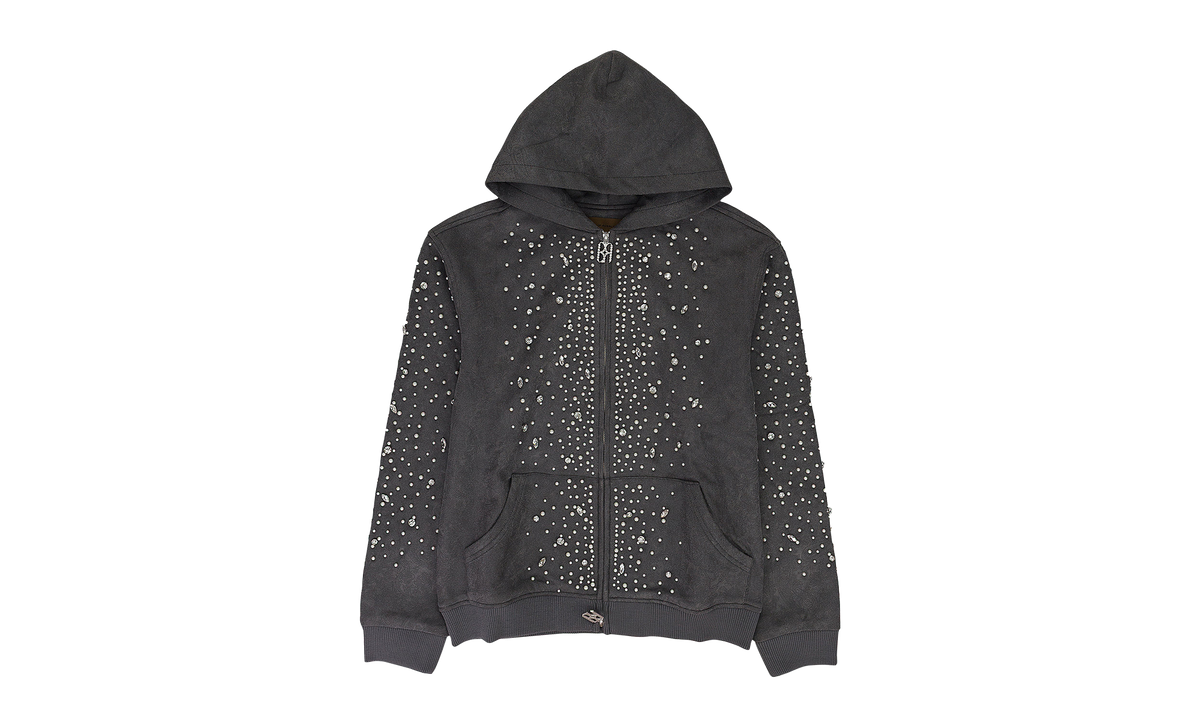CASHEW BLOSSOM PEARL ZIPPER HOODIE "Grey / Rhinestone" BC25SSHA04