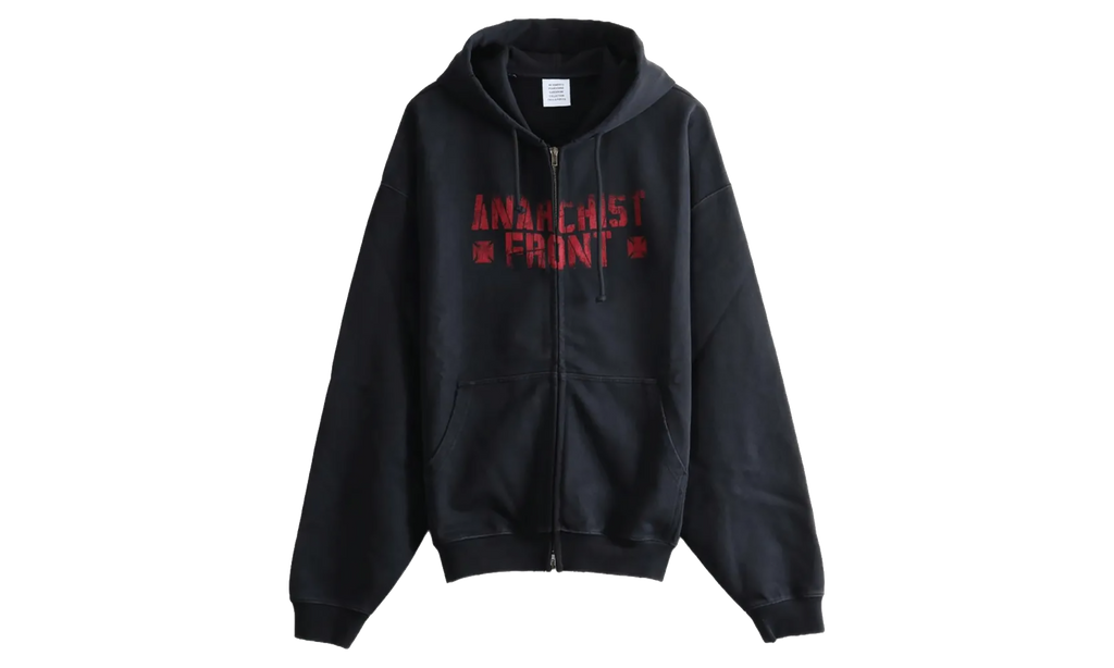 Anarchist Front Zip-Up Hoodie "Washed Black" MH27ZU210B