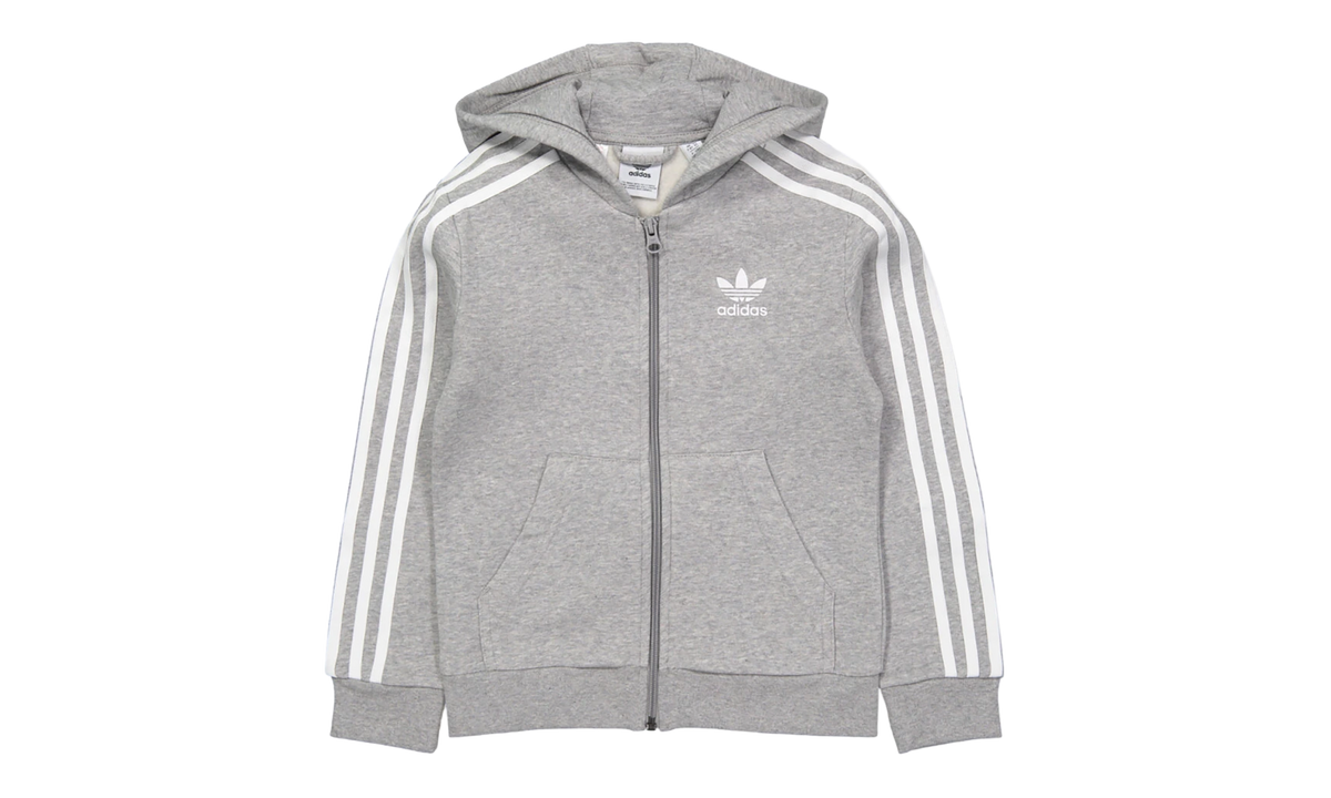 Originals Full Zip Hoodie GS "Medium Grey Heather / White" DH2702