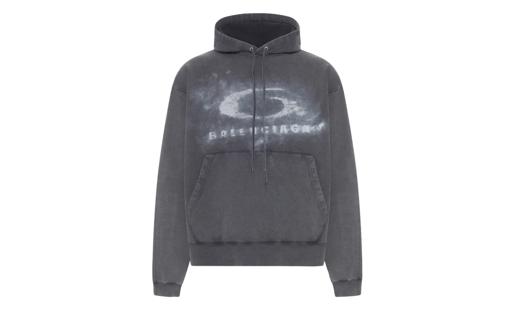 Oversized Drawstring Hoodie "Washed Black / White" 858143 TTVN6 9034